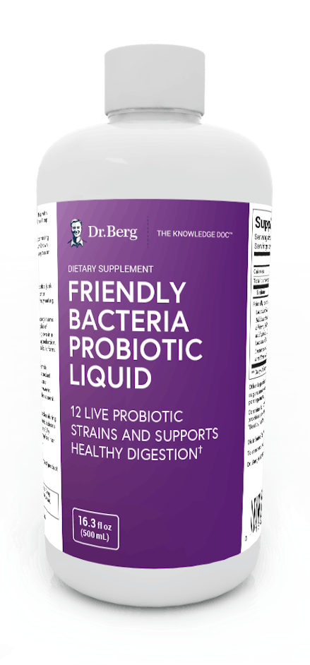 A bottle of dr berg friendly bacteria probiotic
